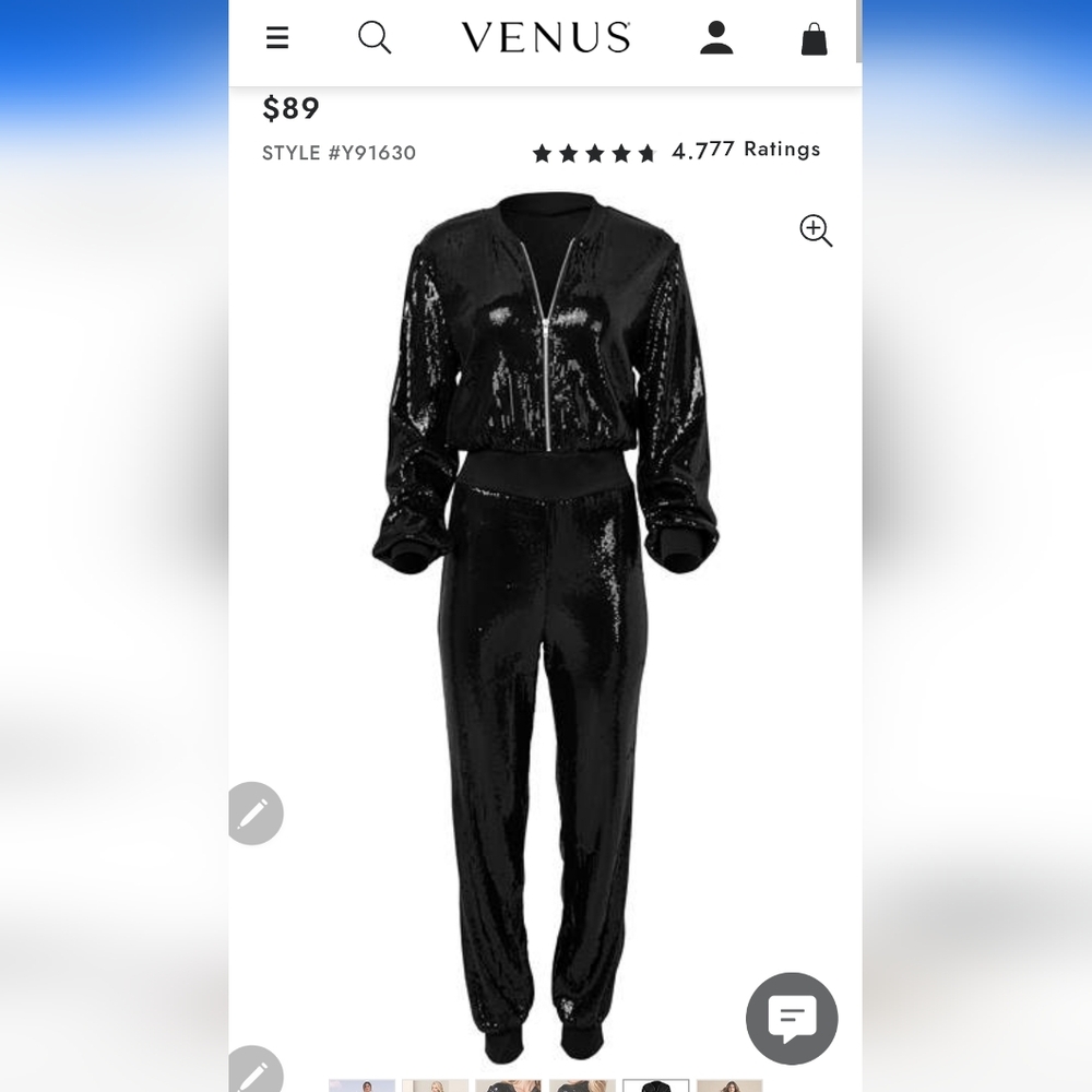 Venus Black Sequin Jogger Jumsuit